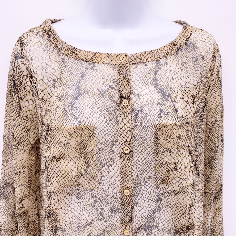 Ecote Python Print Long Sleeve Blouse Size Small - image 2